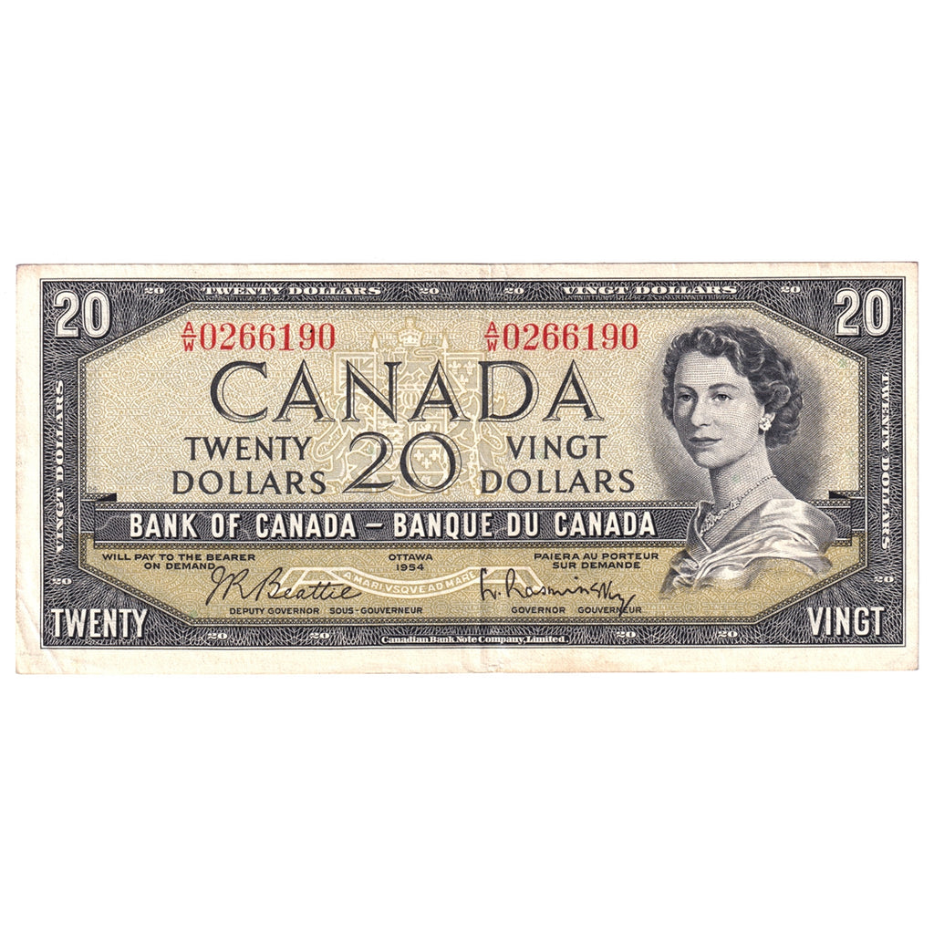 BC-41b 1954 Canada $20 Beattie-Rasminsky, A/W, EF-AU (EF45)