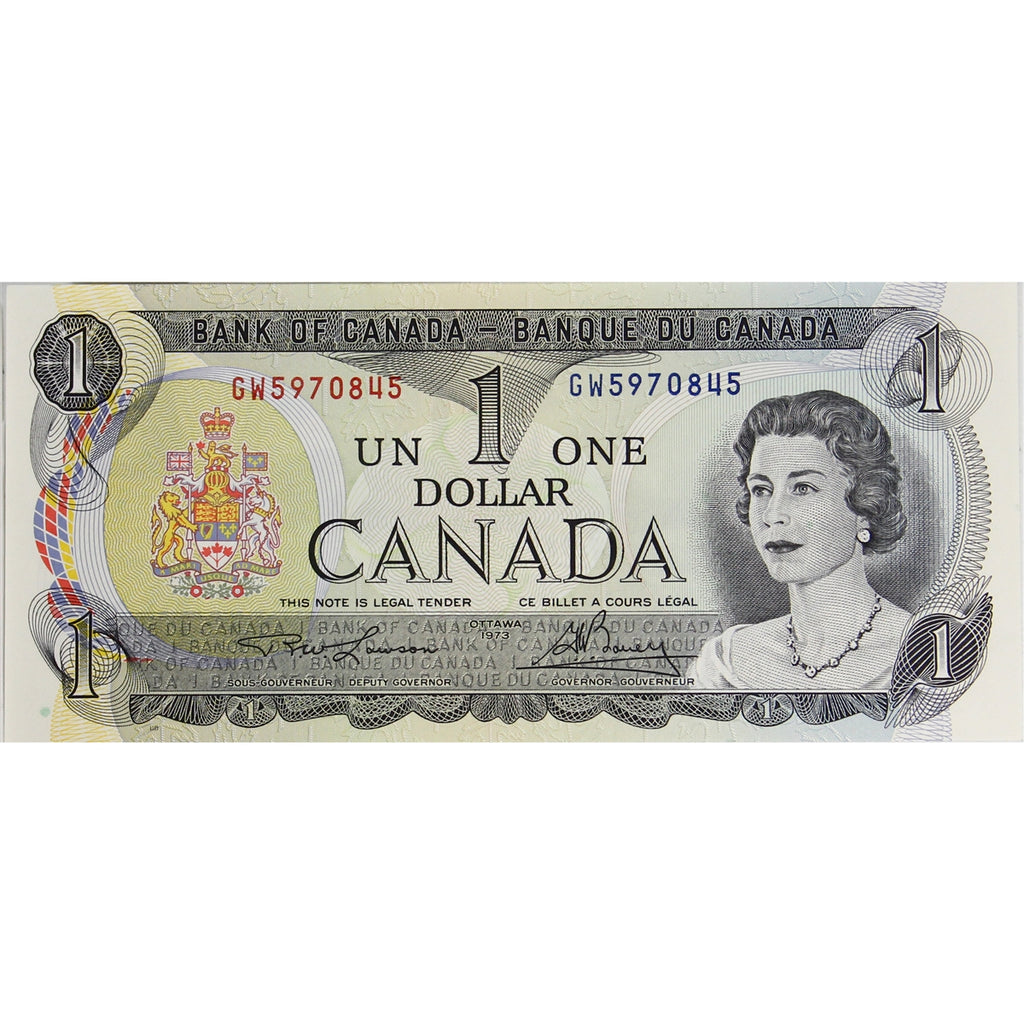 BC-46a 1973 Canada $1 Lawson-Bouey, GW, Uncirculated (MS60)