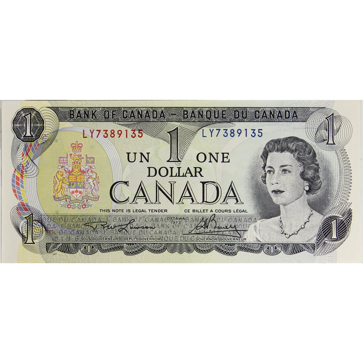 BC-46a 1973 Canada $1 Lawson-Bouey, LY, Choice Uncirculated (CUNC63)