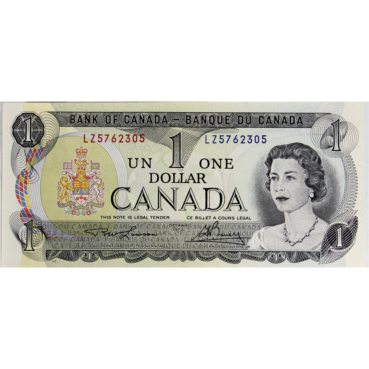 BC-46a 1973 Canada $1 Lawson-Bouey, LZ, Uncirculated (MS60)