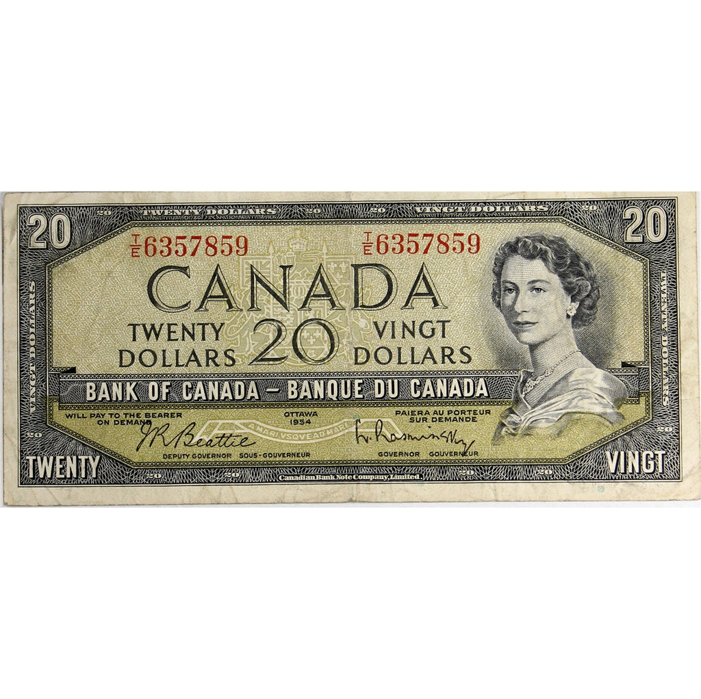 BC-41b 1954 Canada $20 Beattie-Rasminsky, T/E, Circ