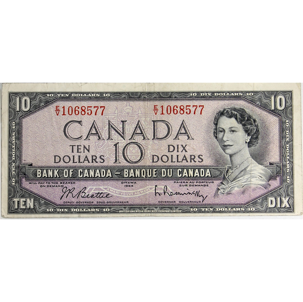BC-40b 1954 Canada $10 Beattie-Rasminsky, E/V, Circ