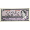 BC-40b 1954 Canada $10 Beattie-Rasminsky, O/V, AU-UNC (AU55)