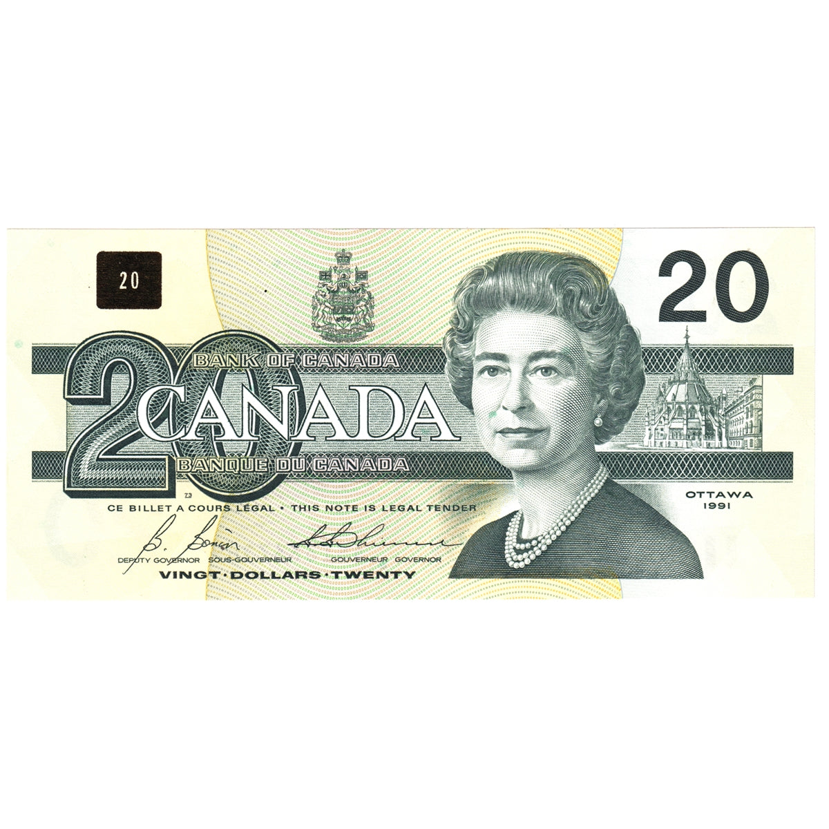 BC-58b-i 1991 Canada $20 Bonin-Thiessen, ASI, Choice Uncirculated (CUNC63)