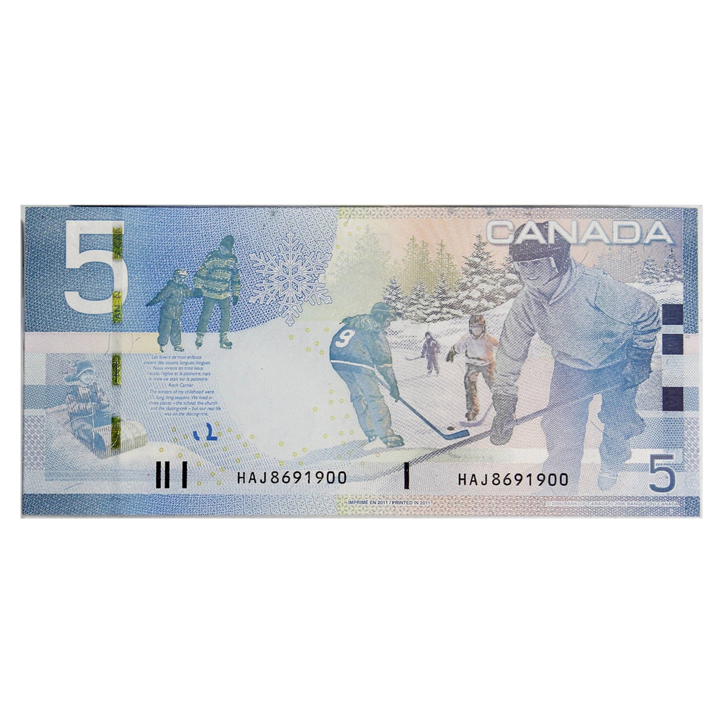BC-67c 2011 Canada $5 Macklem-Carney, HAJ, Almost Uncirculated (AU50)