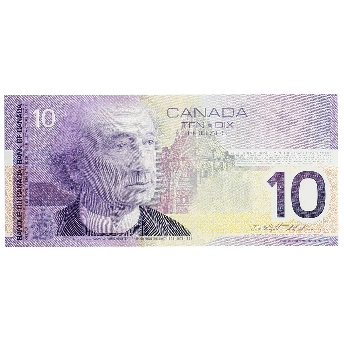 BC-63aA 2000 Canada $10 Knight-Thiessen, FDV (9.100-9.860), Choice Uncirculated (CUNC63)