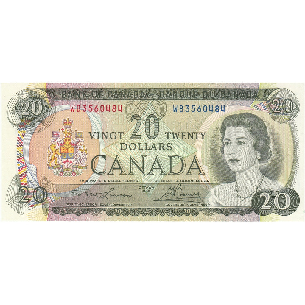 BC-50b 1969 Canada $20 Lawson-Bouey, WB, AU-UNC (AU55)