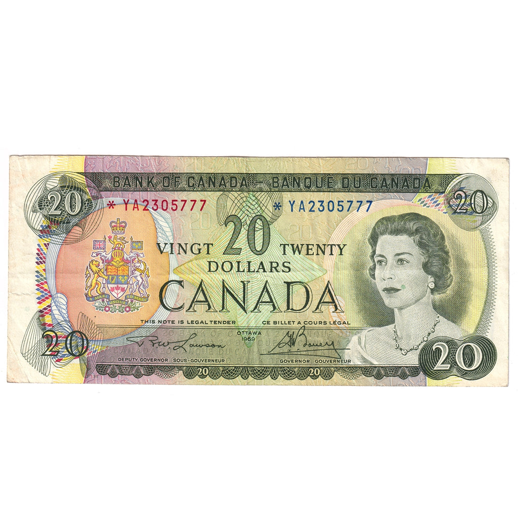 BC-50bA 1969 Canada $20 Lawson-Bouey, *YA, Very Fine (VF20)