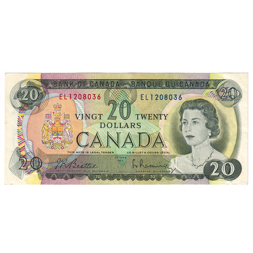 BC-50a 1969 Canada $20 Beattie-Rasminsky, EL, Extra Fine (EF40)