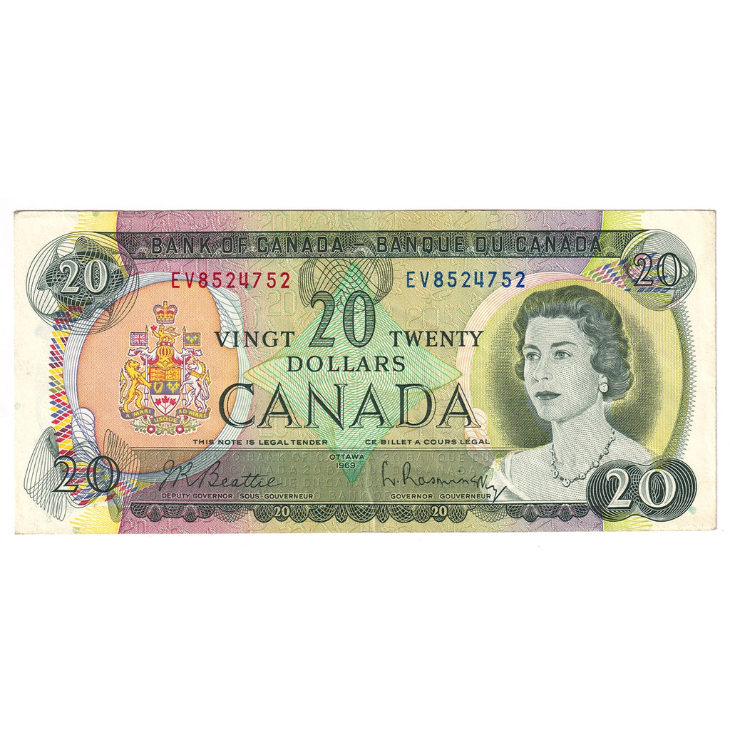 BC-50a 1969 Canada $20 Beattie-Rasminsky, EV, Extra Fine (EF40)