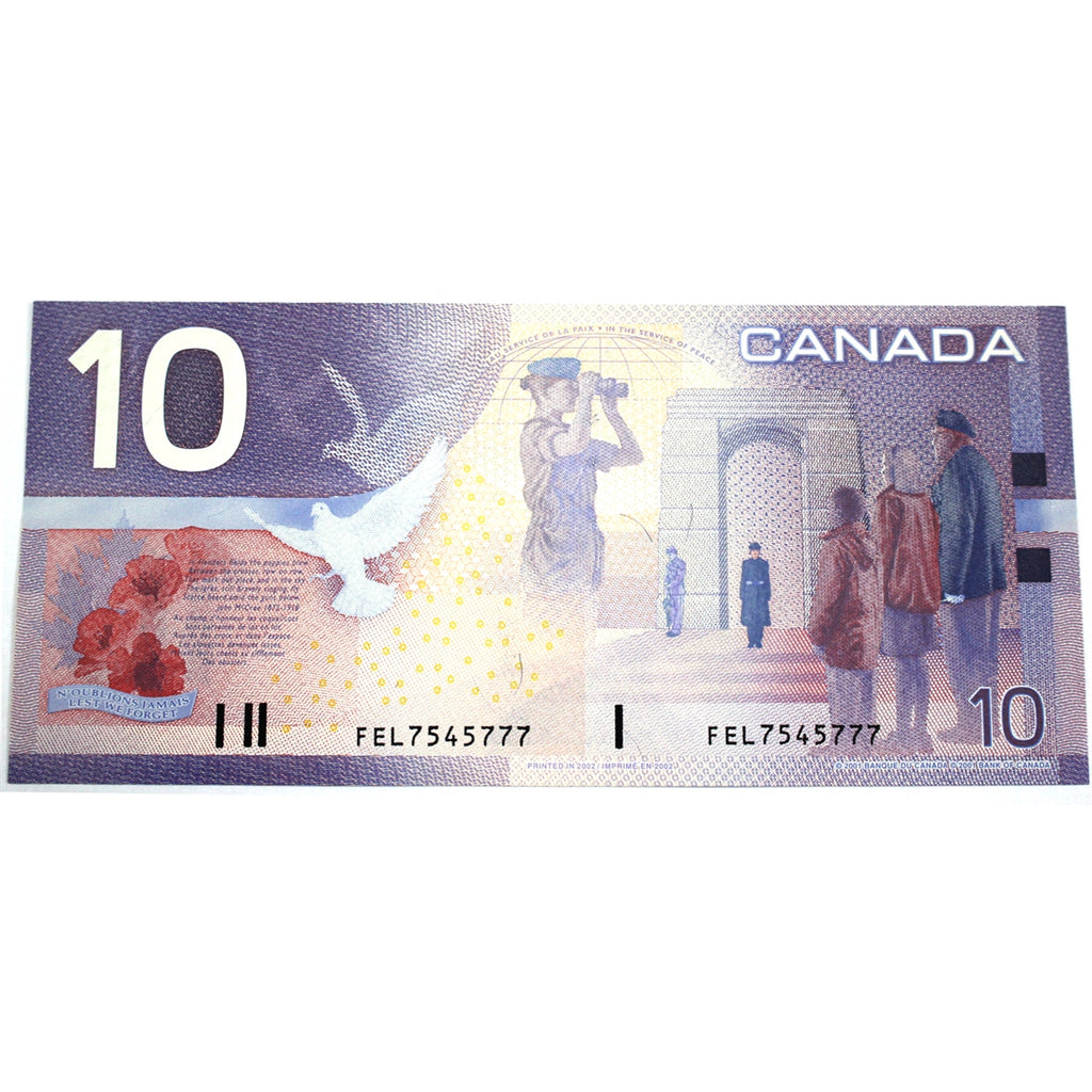 BC-63b 2002 Canada $10 Knight-Dodge, FEL, AU-UNC (AU55)