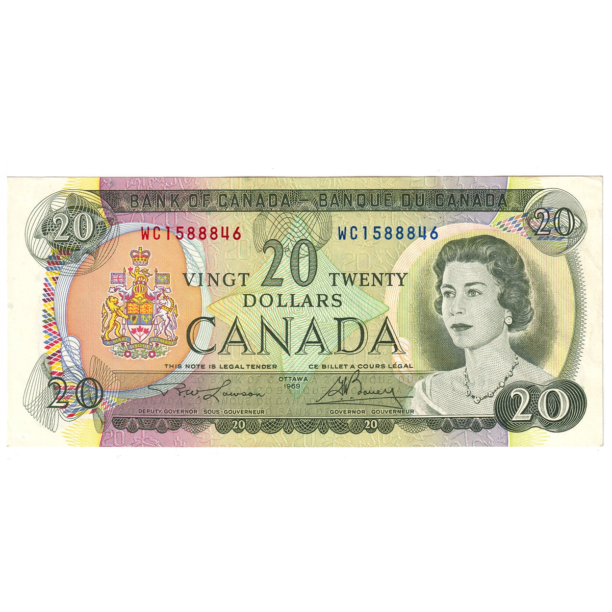 BC-50b 1969 Canada $20 Lawson-Bouey, WC, EF-AU (EF45)