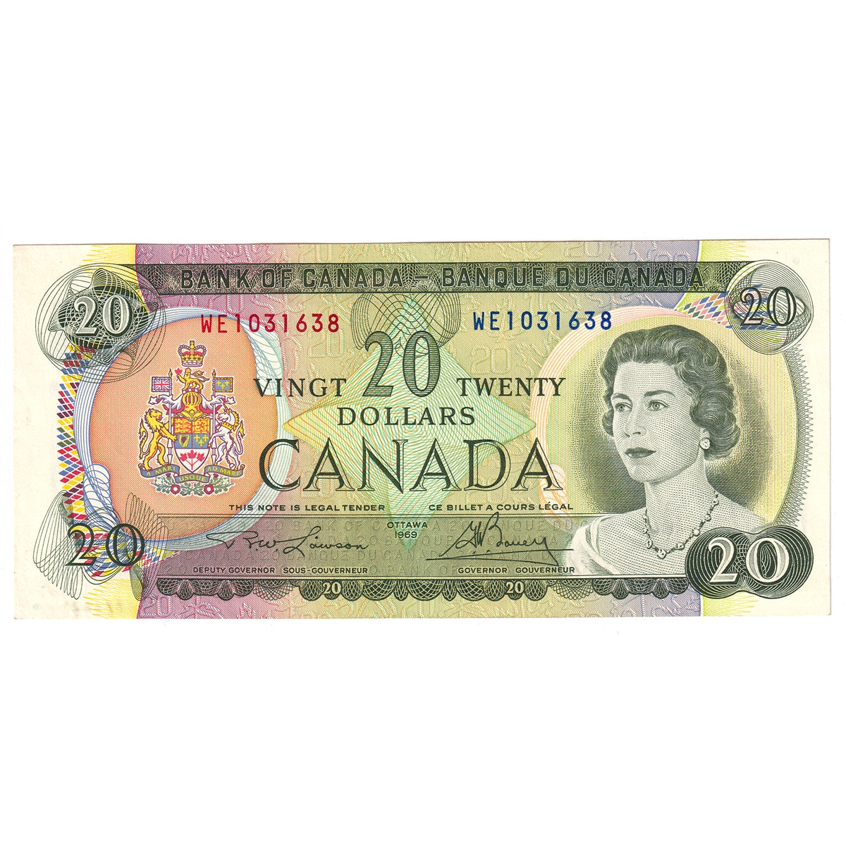 BC-50b 1969 Canada $20 Lawson-Bouey, WE, AU-UNC (AU55)