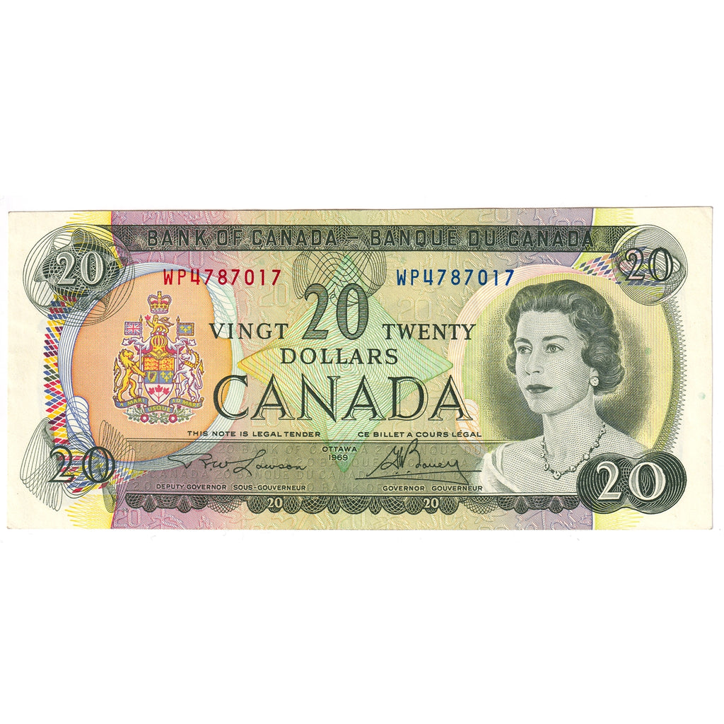 BC-50b 1969 Canada $20 Lawson-Bouey, WP, Almost Uncirculated (AU50)