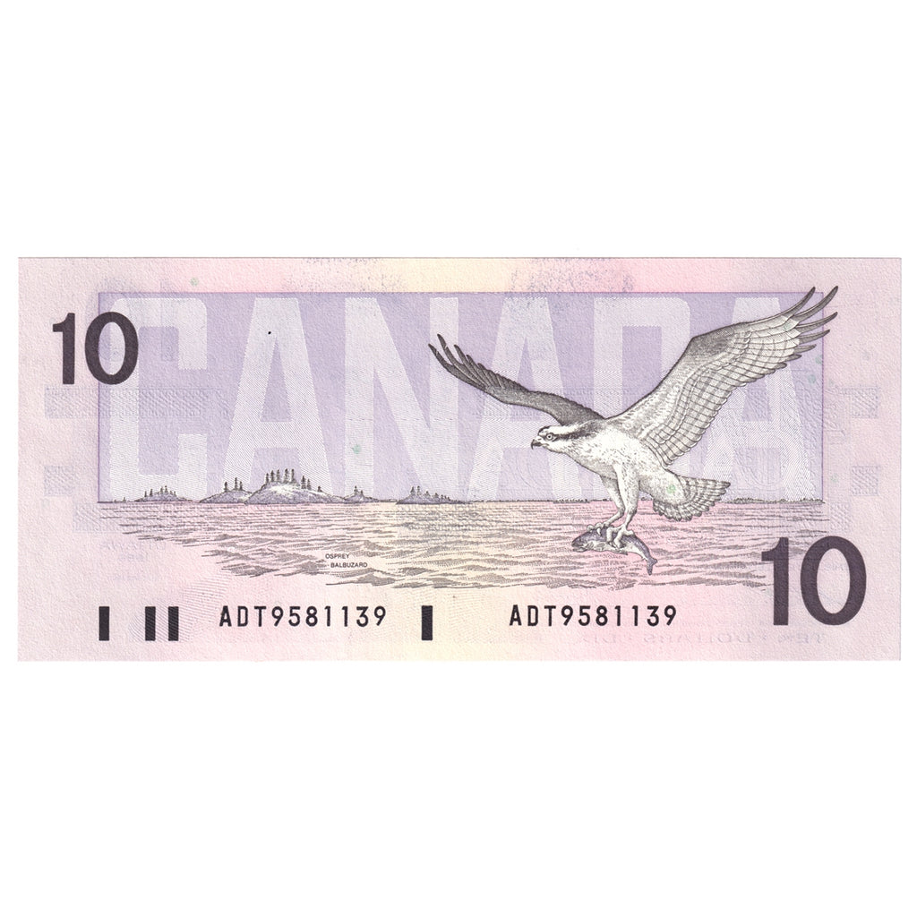 BC-57a 1989 Canada $10 Thiessen-Crow, ADT, Choice Uncirculated (CUNC63)