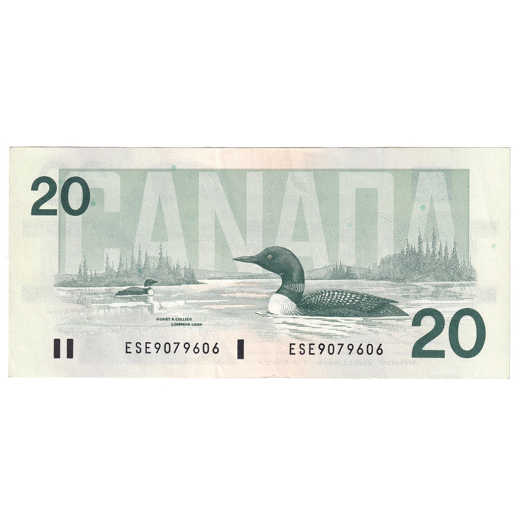 BC-58a 1991 Canada $20 Thiessen-Crow, ESE, Almost Uncirculated (AU50)