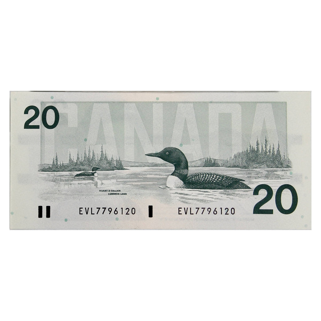 BC-58b 1991 Canada $20 Bonin-Thiessen, EVL, Almost Uncirculated (AU50)