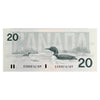 BC-58b-ii 1991 Canada $20 Bonin-Thiessen, EVB, No BPN, AU-UNC
