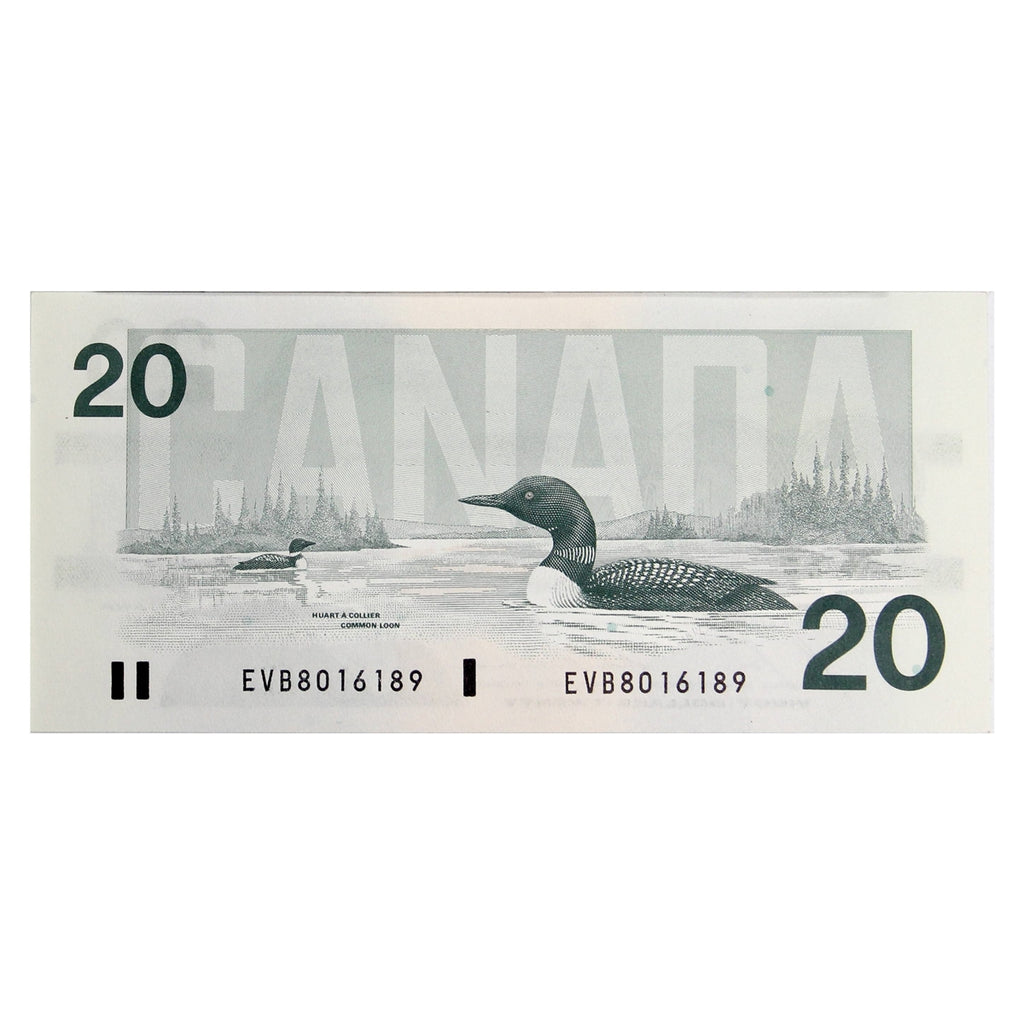 BC-58b-ii 1991 Canada $20 Bonin-Thiessen, EVB, No BPN, AU-UNC