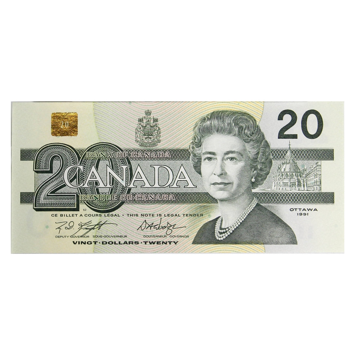 BC-58d-i 1991 Canada $20 Knight-Dodge, AWM, AU-UNC