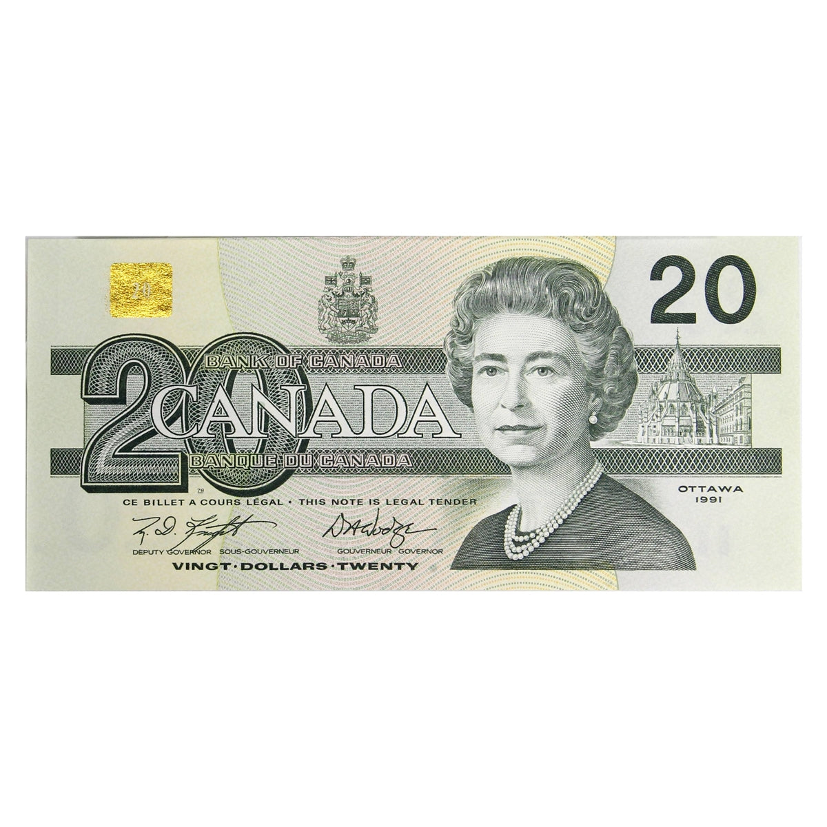 BC-58d-i 1991 Canada $20 Knight-Dodge, AYF, AU-UNC (AU55)
