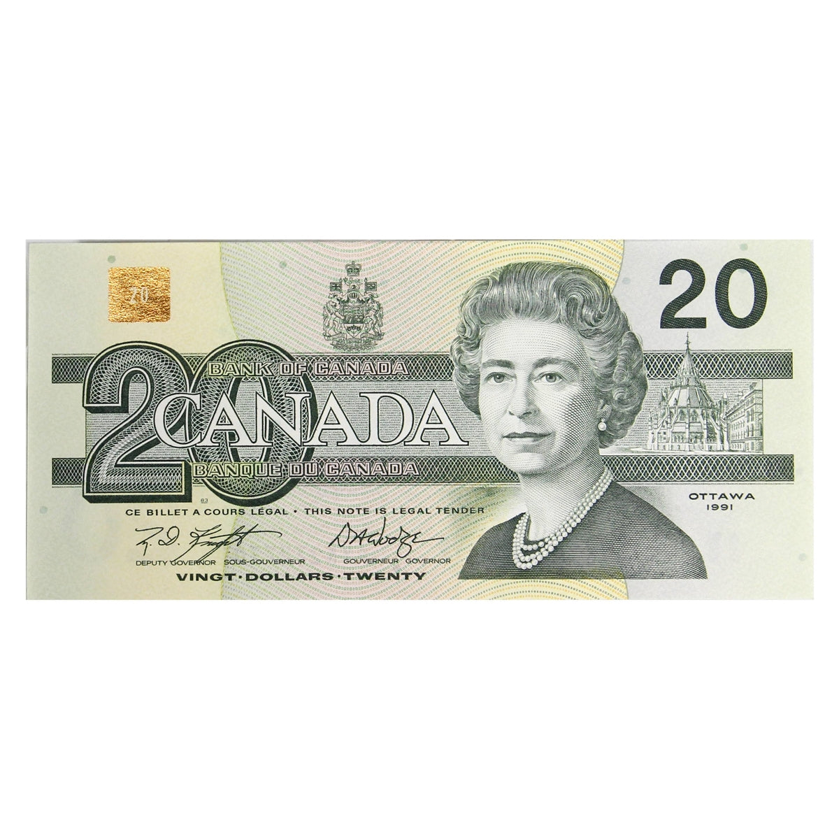 BC-58d-i 1991 Canada $20 Knight-Dodge, AYK, AU-UNC (AU55)