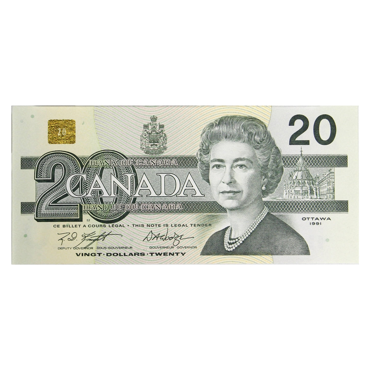 BC-58d-i 1991 Canada $20 Knight-Dodge, AYL, Uncirculated (MS60)