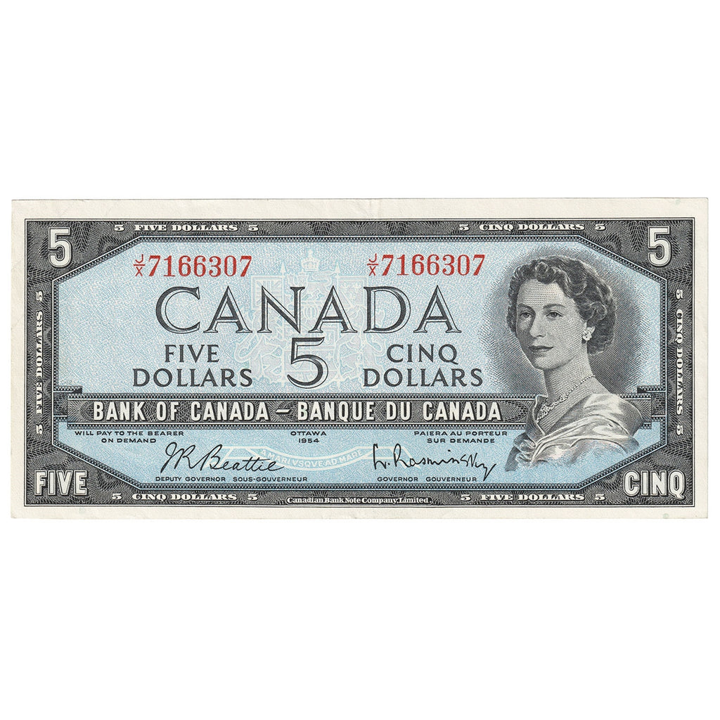 BC-39b 1954 Canada $5 Beattie-Rasminsky, J/X, Extra Fine (EF40)