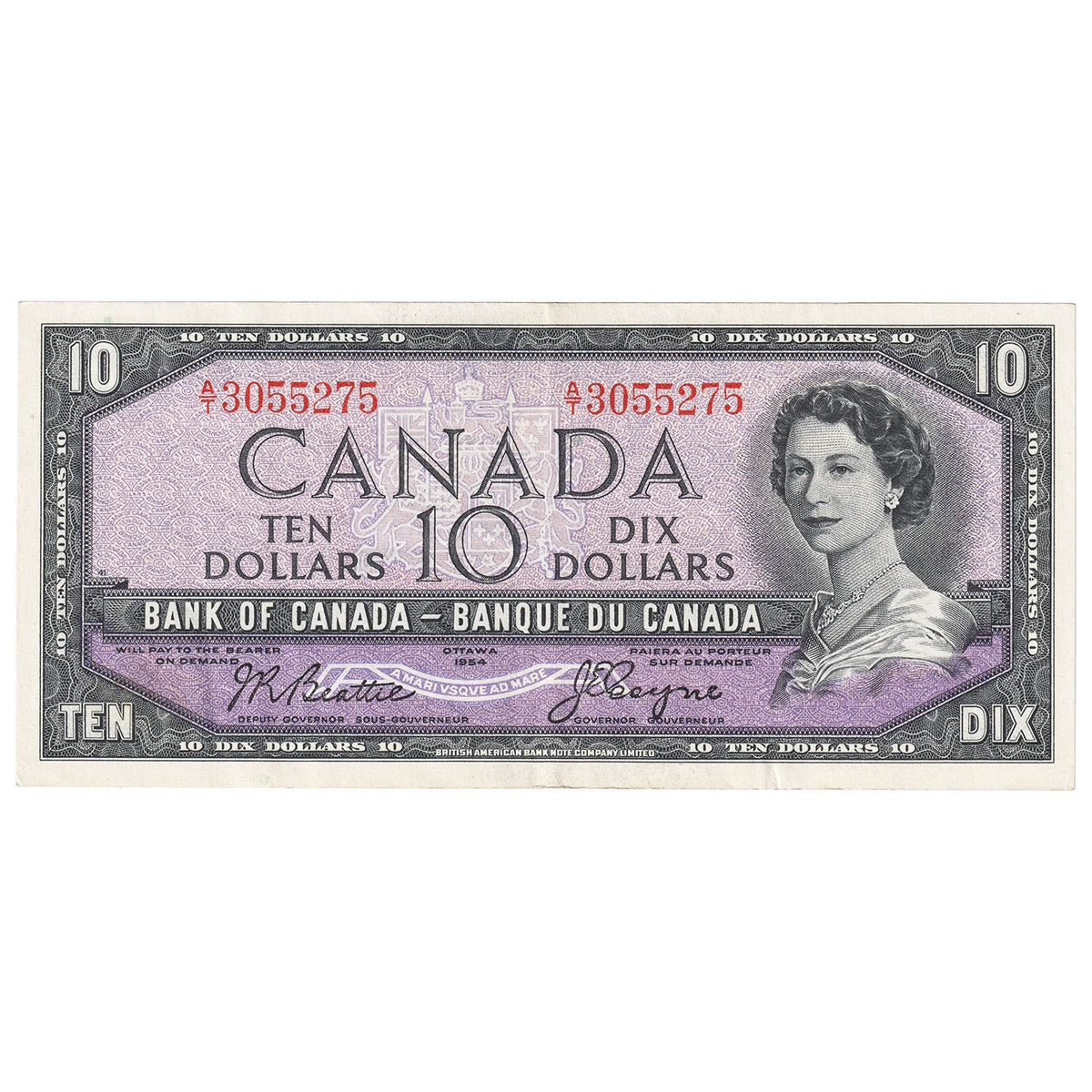 BC-40a 1954 Canada $10 Beattie-Coyne, A/T, VF-EF (VF30)