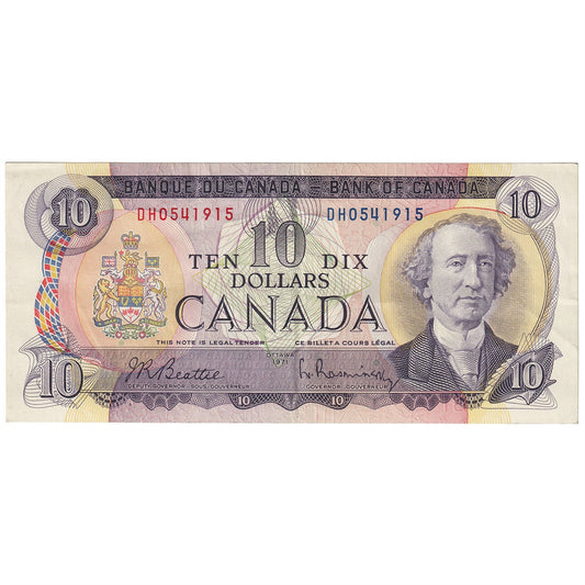 BC-49a 1971 Canada $10 Beattie-Rasminsky, DH, EF-AU (EF45)