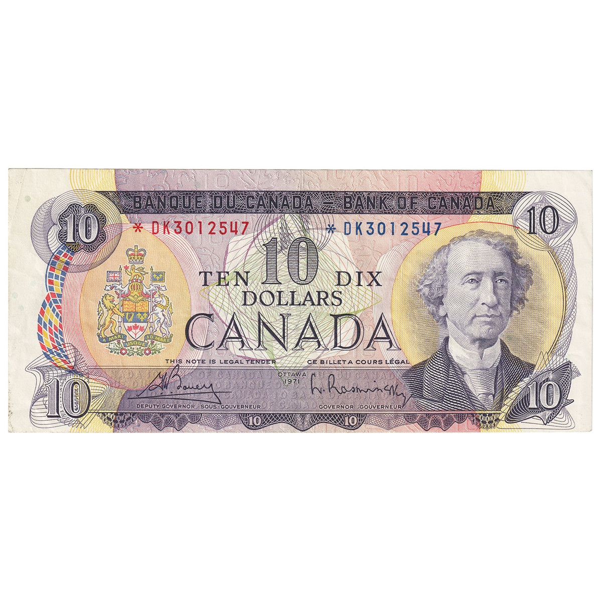 BC-49bA 1971 Canada $10 Bouey-Rasminsky, *DK, Very Fine (VF20)
