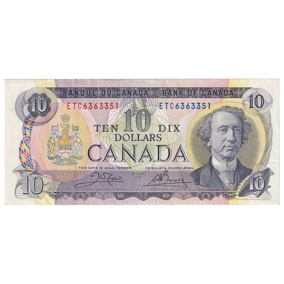 BC-49d 1971 Canada $10 Crow-Bouey, ETC, CIRC