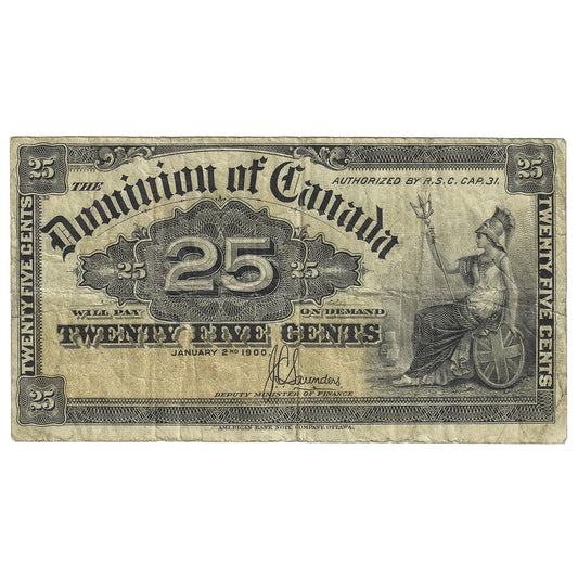 DC-15c 1900 Dominion 25-cent Shinplaster Saunders, Fine (F12)
