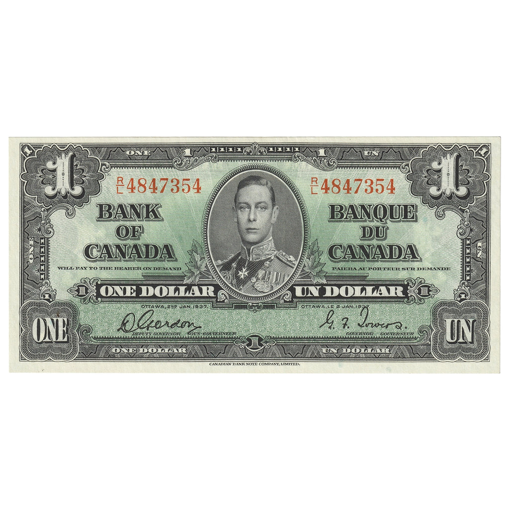 BC-21c 1937 Canada $1 Gordon-Towers, R/L, Uncirculated (MS60)