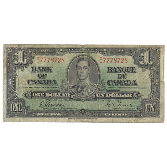 BC-21c 1937 Canada $1 Gordon-Towers, Z/L, VG-F