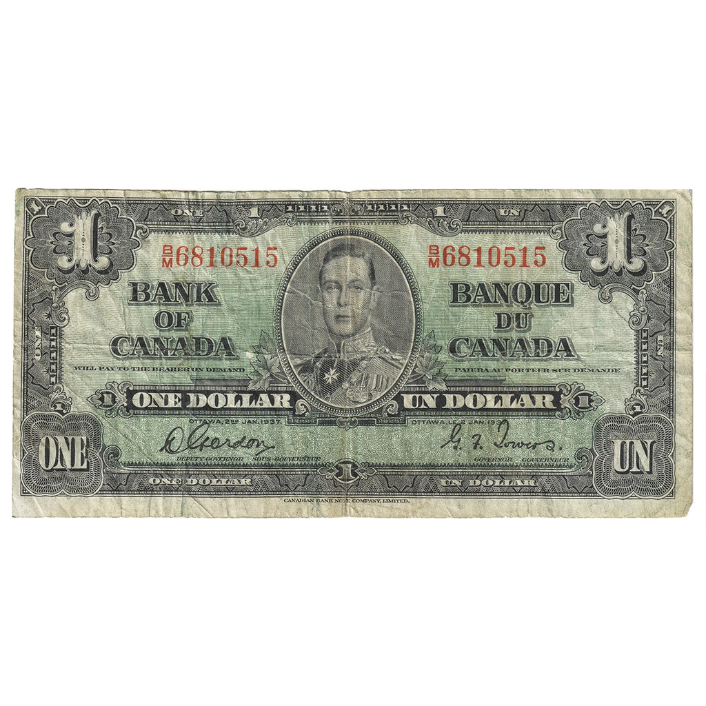 BC-21c 1937 Canada $1 Gordon-Towers, B/M, F