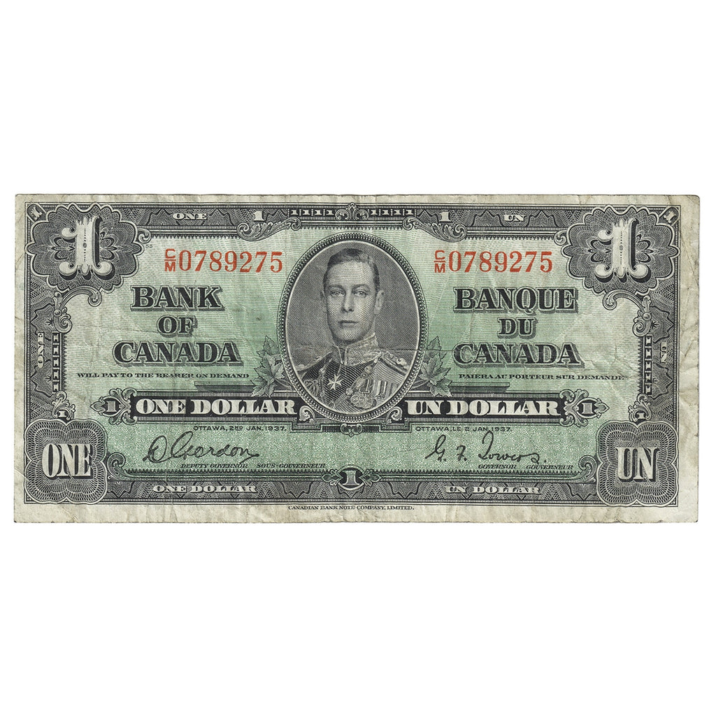 BC-21c 1937 Canada $1 Gordon-Towers, C/M, F-VF