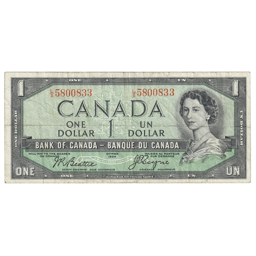 BC-29b 1954 Canada $1 Beattie-Coyne, Devil's Face, L/A, F-VF (F15)