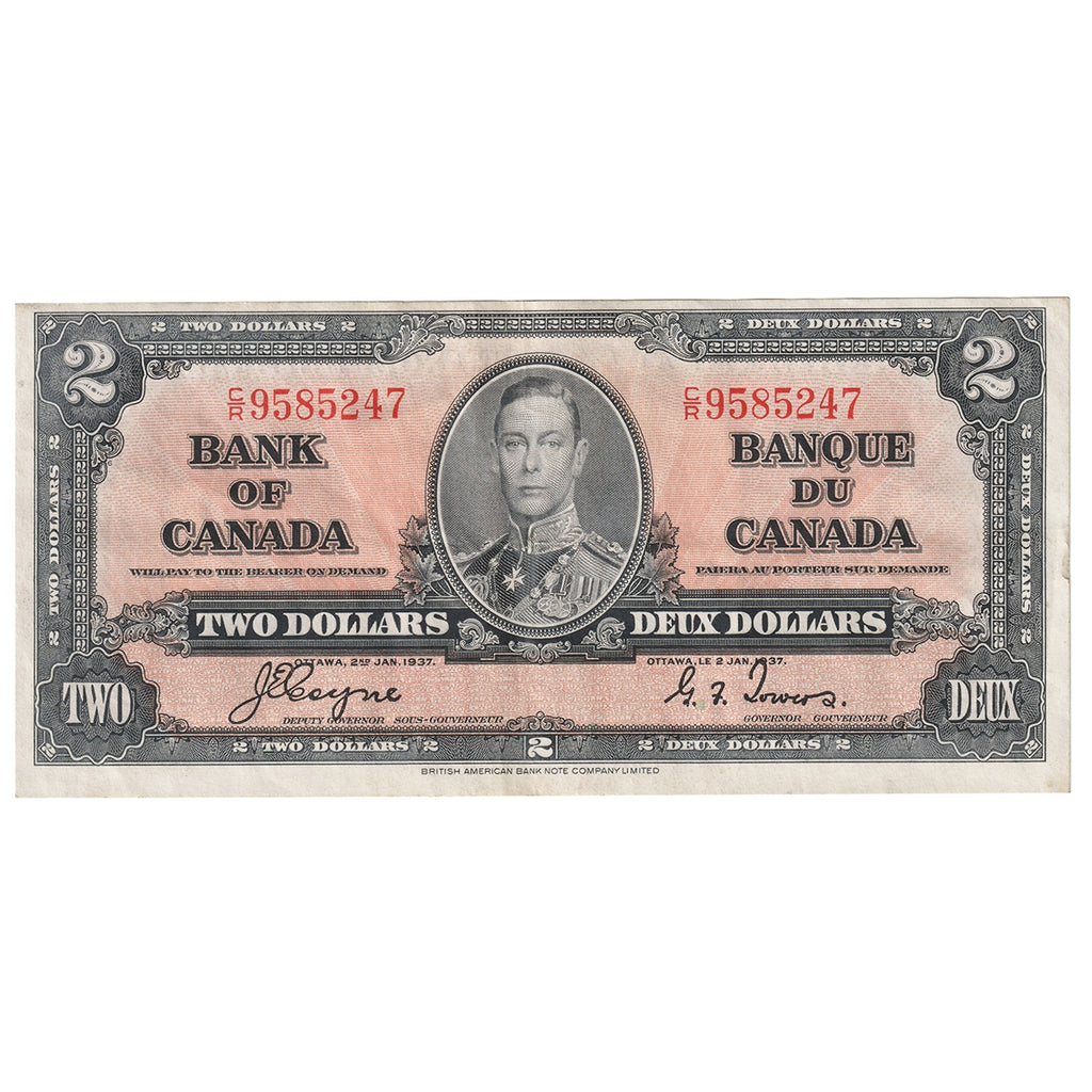 BC-22c 1937 Canada $2 Coyne-Towers, E/R, Extra Fine (EF40)