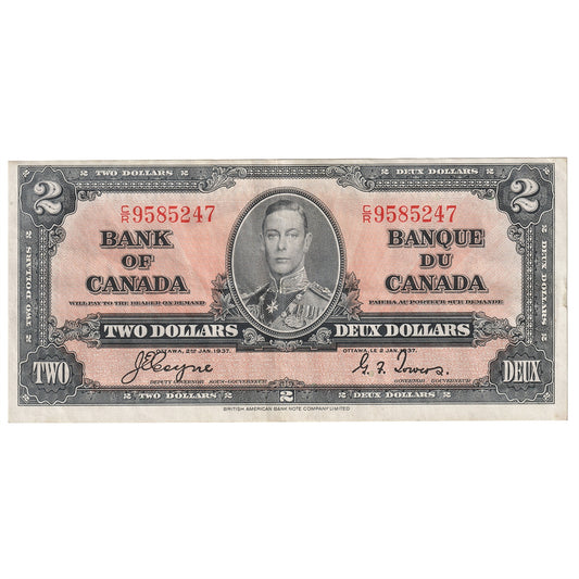 BC-22c 1937 Canada $2 Coyne-Towers, E/R, Extra Fine (EF40)