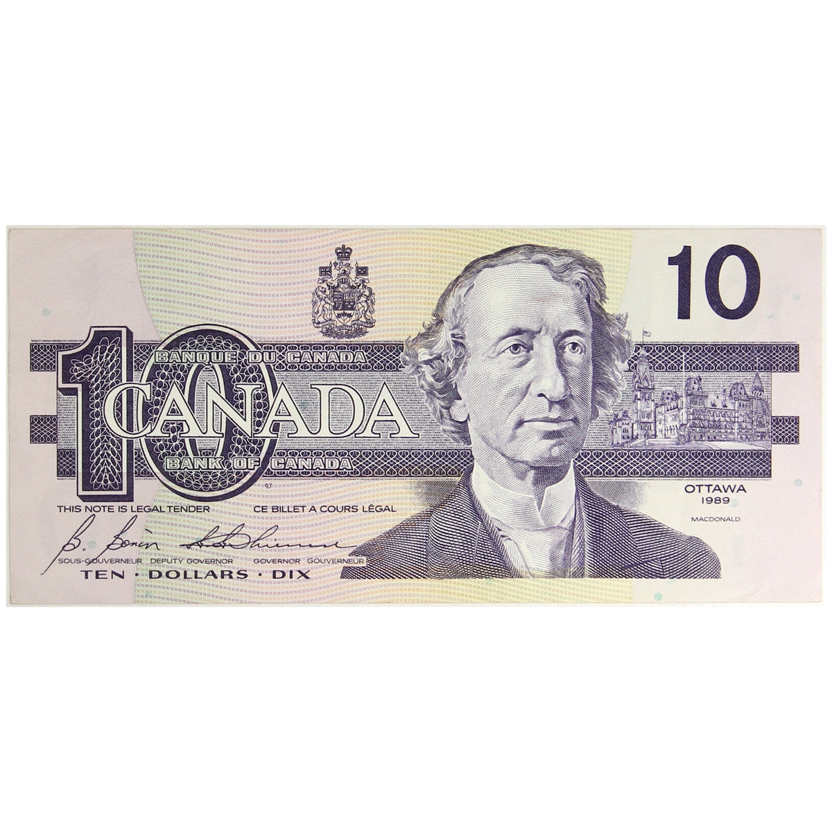 BC-57bA 1989 Canada $10 Bonin-Thiessen, ATX, Extra Fine (EF40)