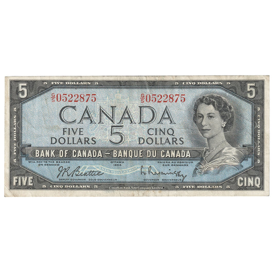 BC-39b 1954 Canada $5 Beattie-Rasminsky, G/S, VF