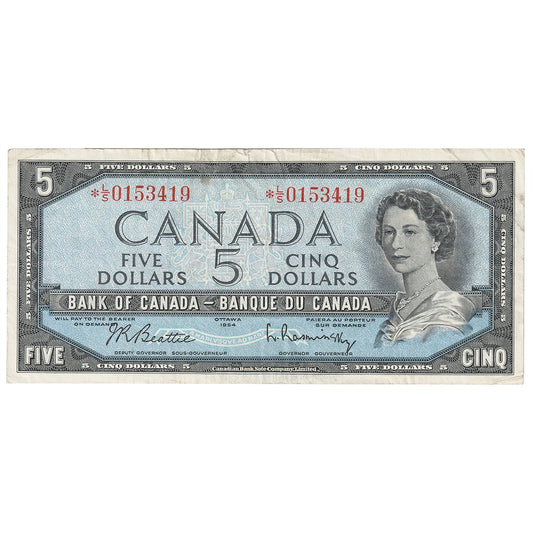 BC-39bA 1954 Canada $5 Beattie-Rasminsky, *L/S, VF