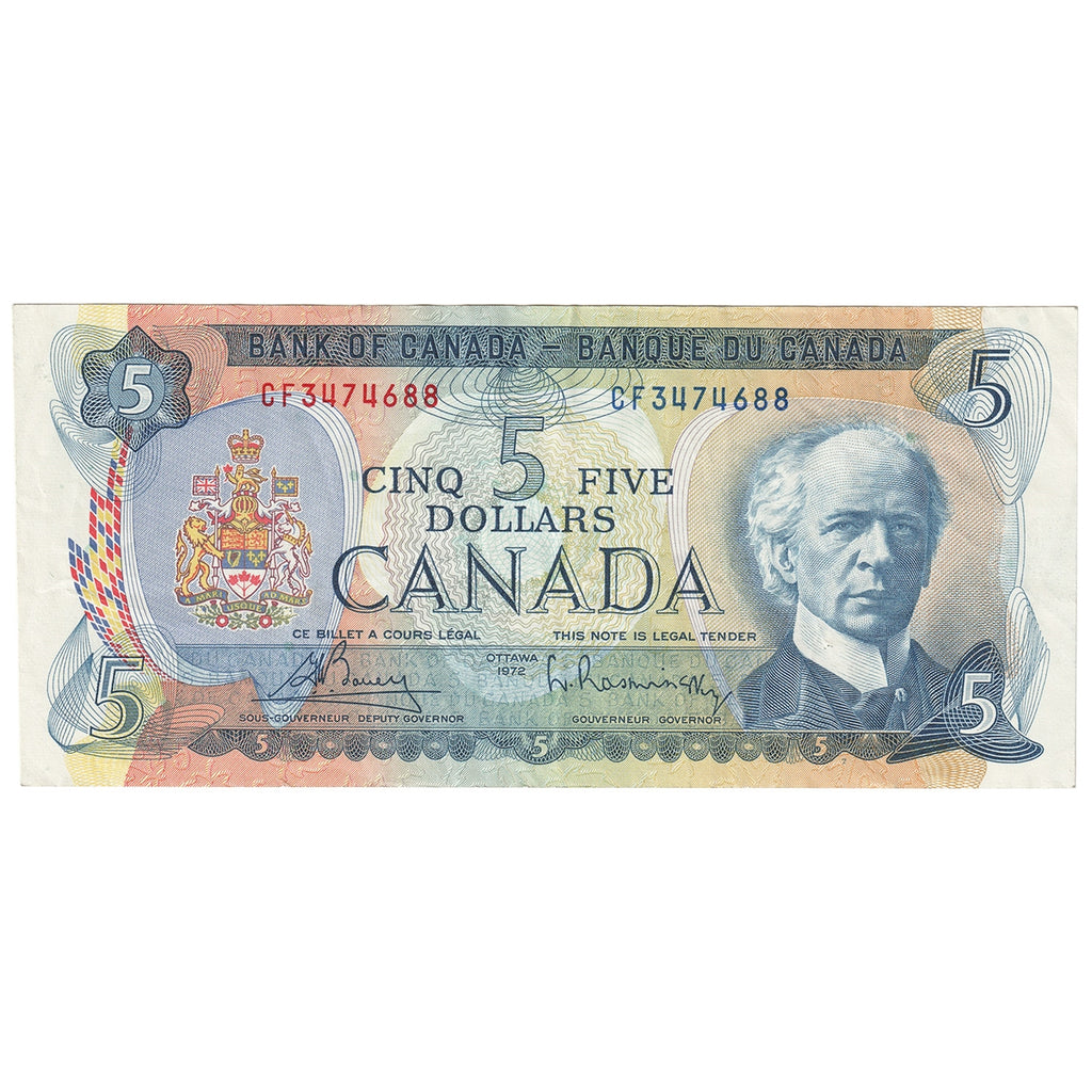 BC-48a 1972 Canada $5 Bouey-Rasminsky, CF, Very Fine (VF20)