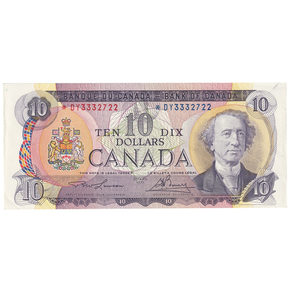 BC-49cA 1971 Canada $10 Lawson-Bouey, *DY Below 3.4M, Extra Fine (EF40)