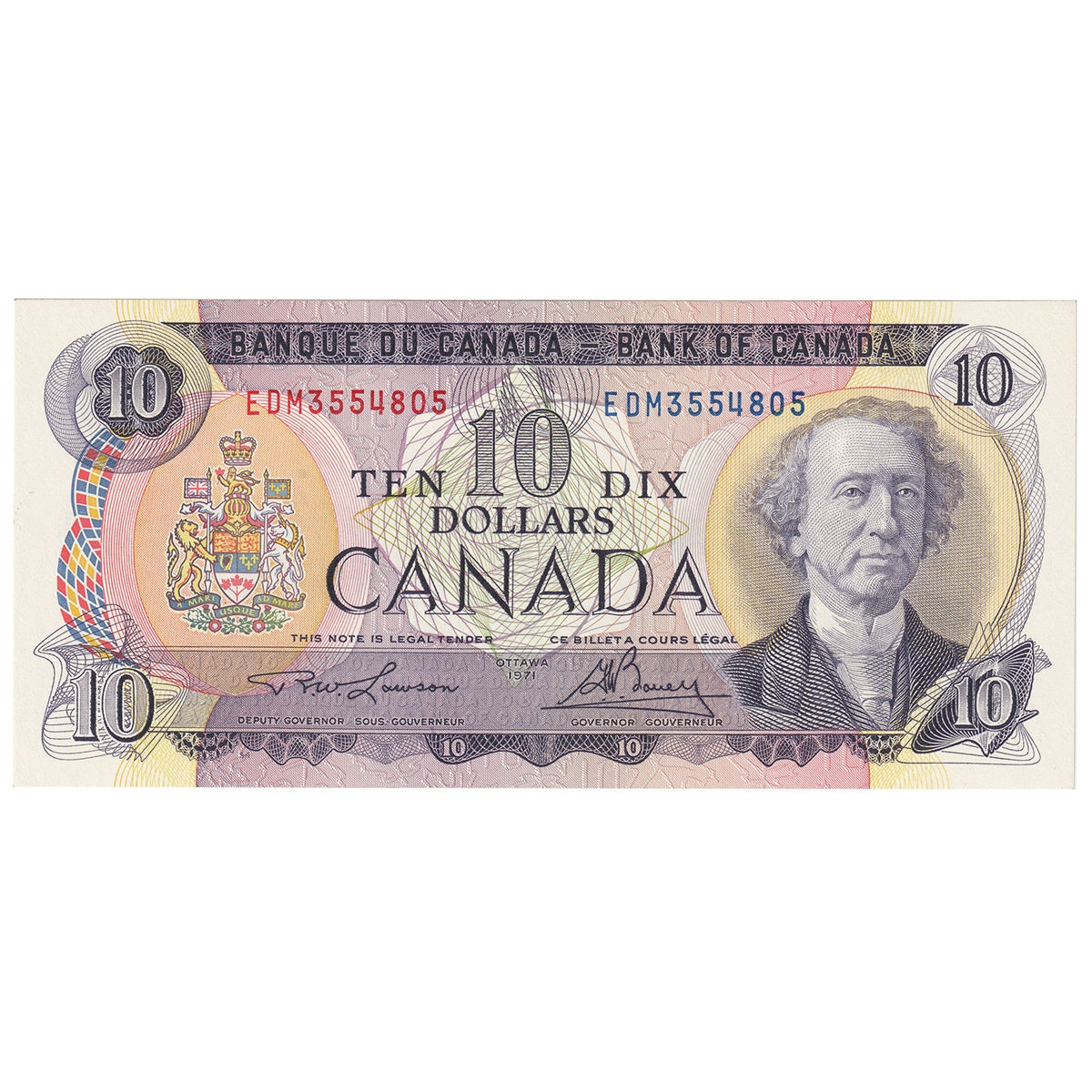 BC-49c-i 1971 Canada $10 Lawson-Bouey, EDM, Choice Uncirculated (CUNC63)
