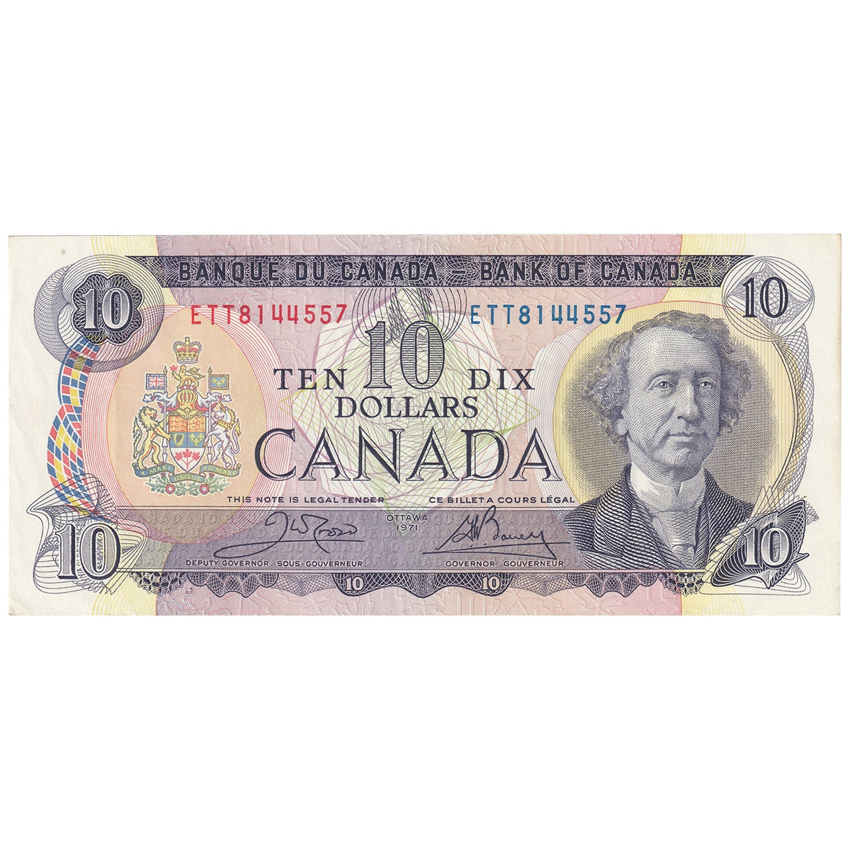 BC-49d 1971 Canada $10 Crow-Bouey, ETT, CIRC