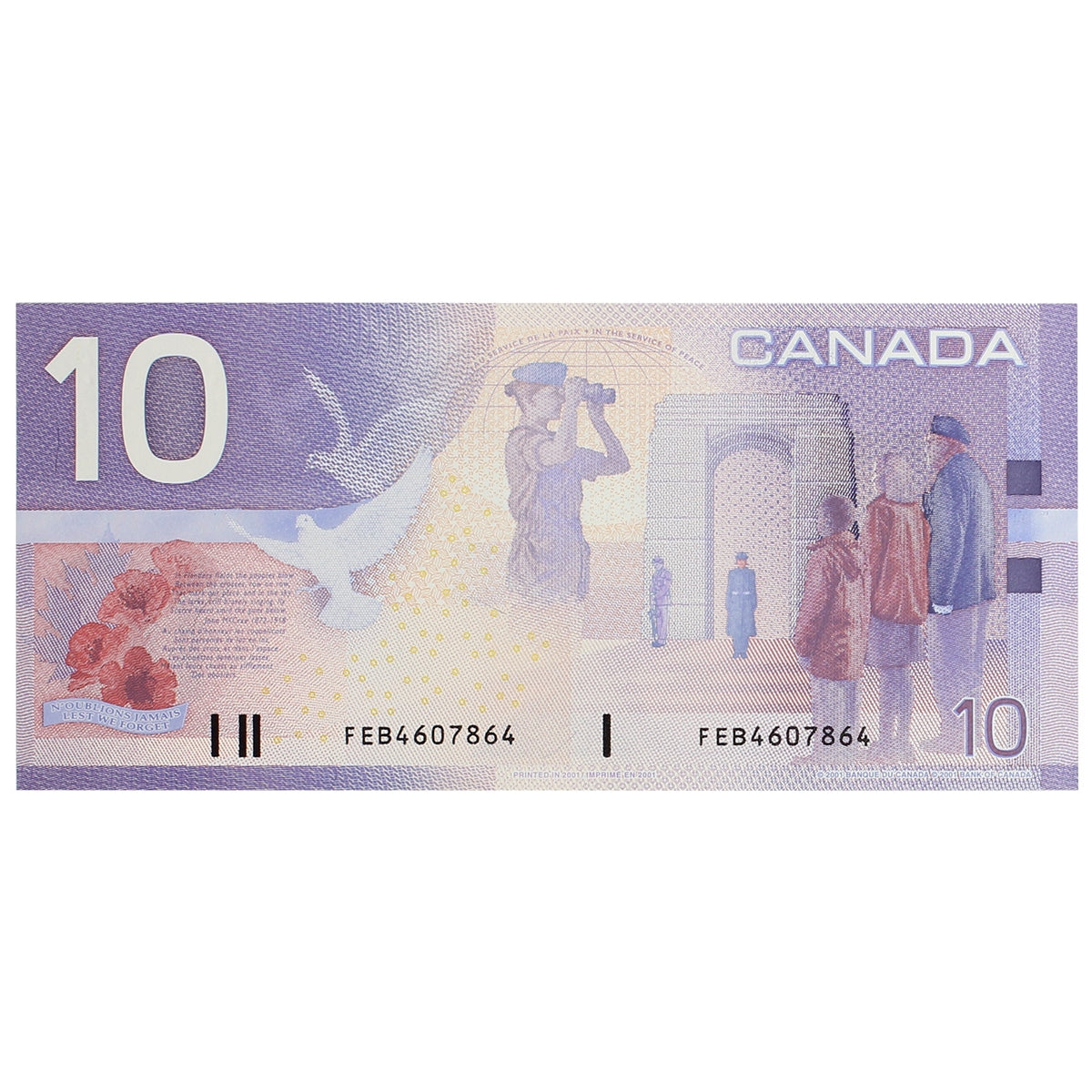 BC-63b 2001 Canada $10 Knight-Dodge, Missing Circle, FEB, Uncirculated (MS60)