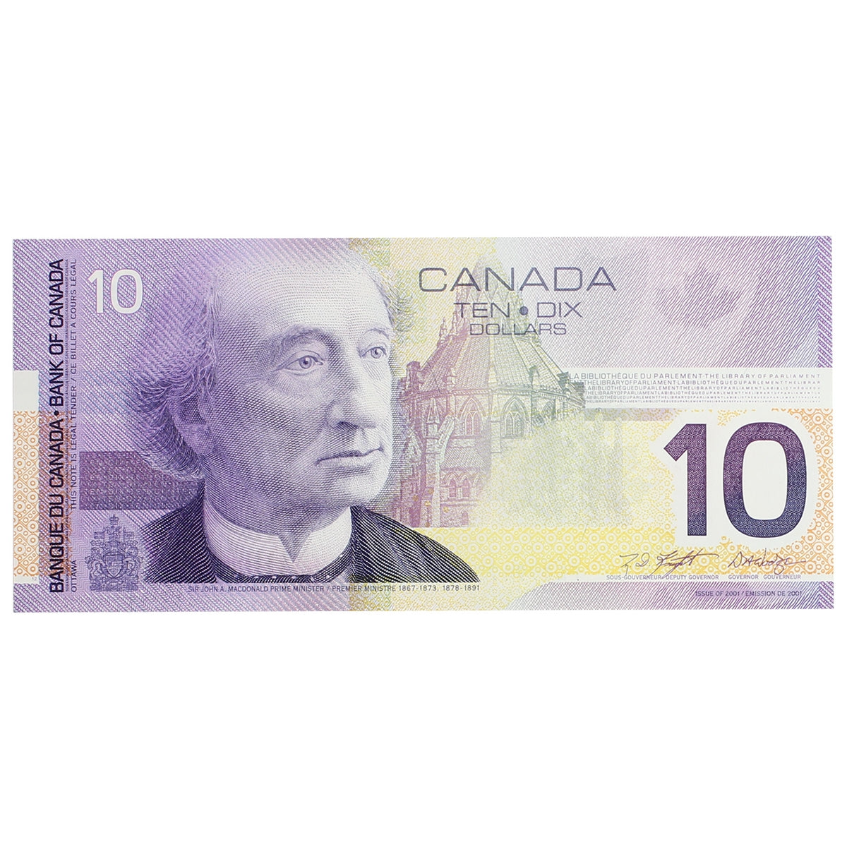 BC-63bA 2001 Canada $10 Knight-Dodge, Missing Circle, FEC (9.800-10.00), AU