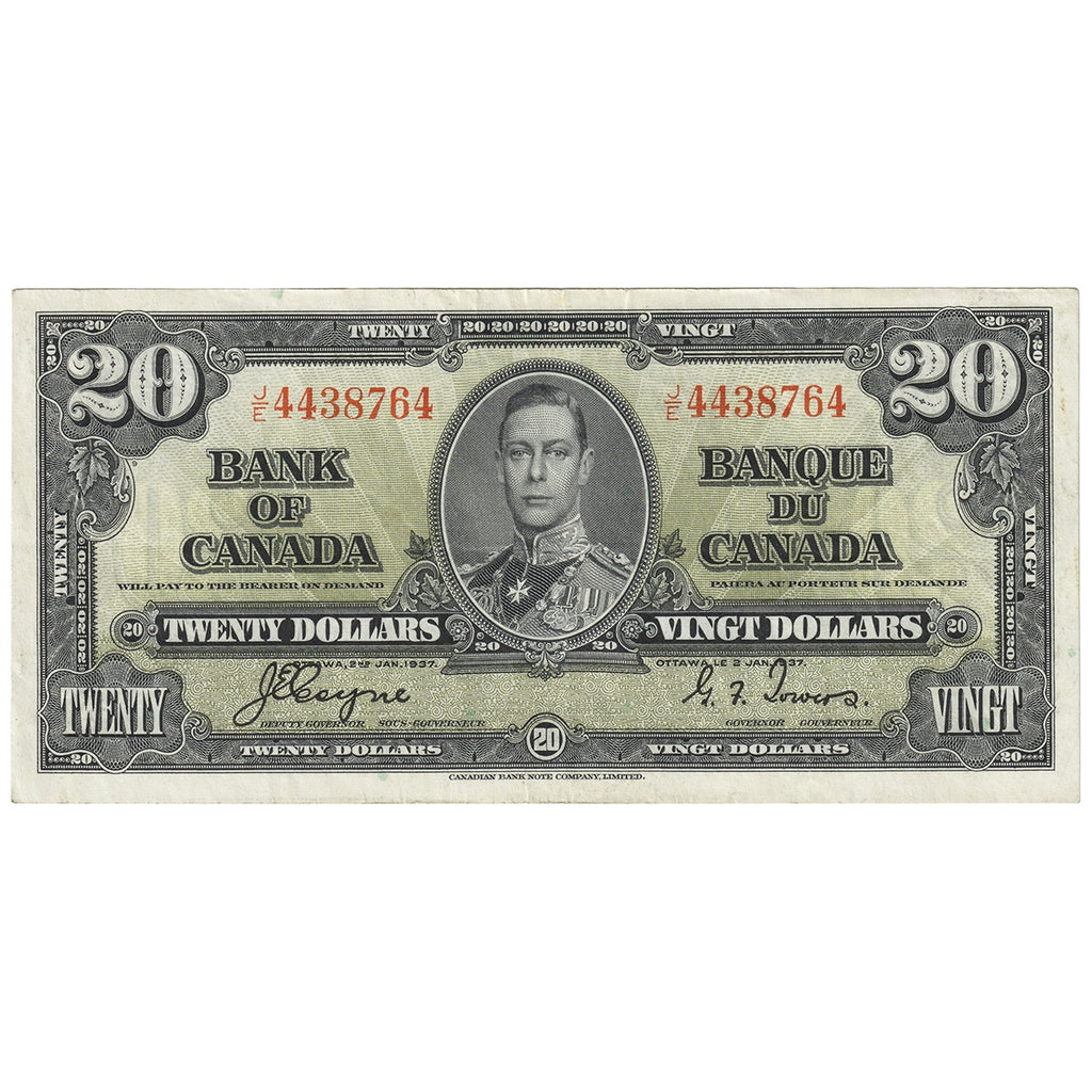 BC-25c 1937 Canada $20 Coyne-Towers, J/E, Extra Fine (EF40)